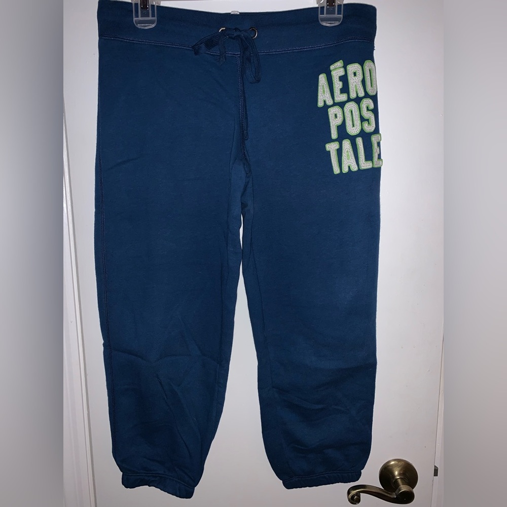 Aeropostale 2010 Women’s Navy Blue Sweatpants Scrunched Ankle Green SIZE S